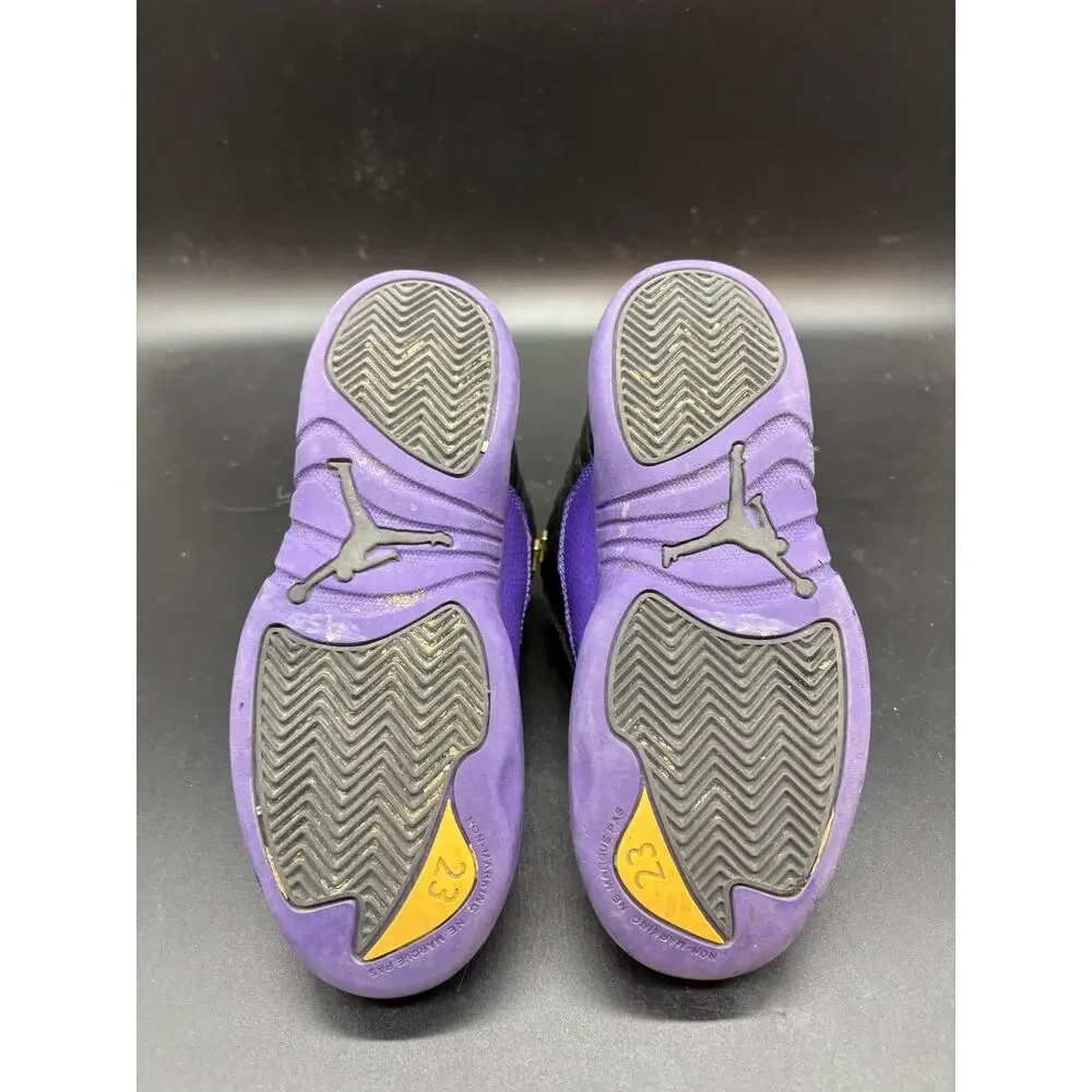 Nike Air Jordan 12 Retro Shoes Youth 2Y Black Purple Basketball Sneaker NO LACES
